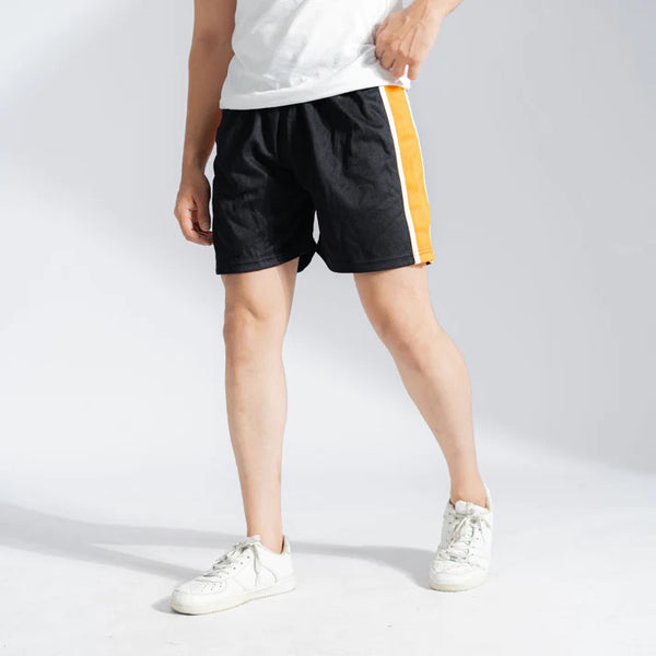Falcon Men's Shorts With Different Panel & Embroidered Logos-2379-Black