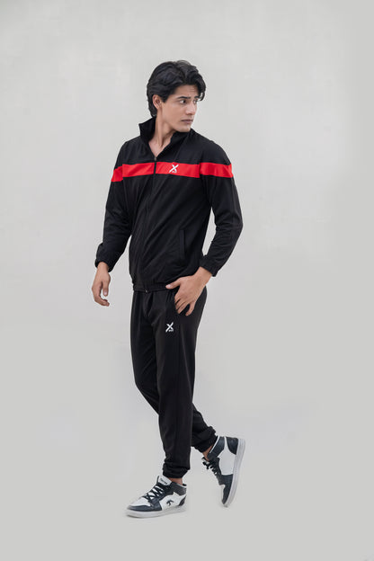 X-Fit  Panel Zipper Tracksuit For Men-2581-Black