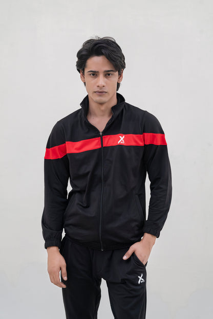 X-Fit  Panel Zipper Tracksuit For Men-2581-Black