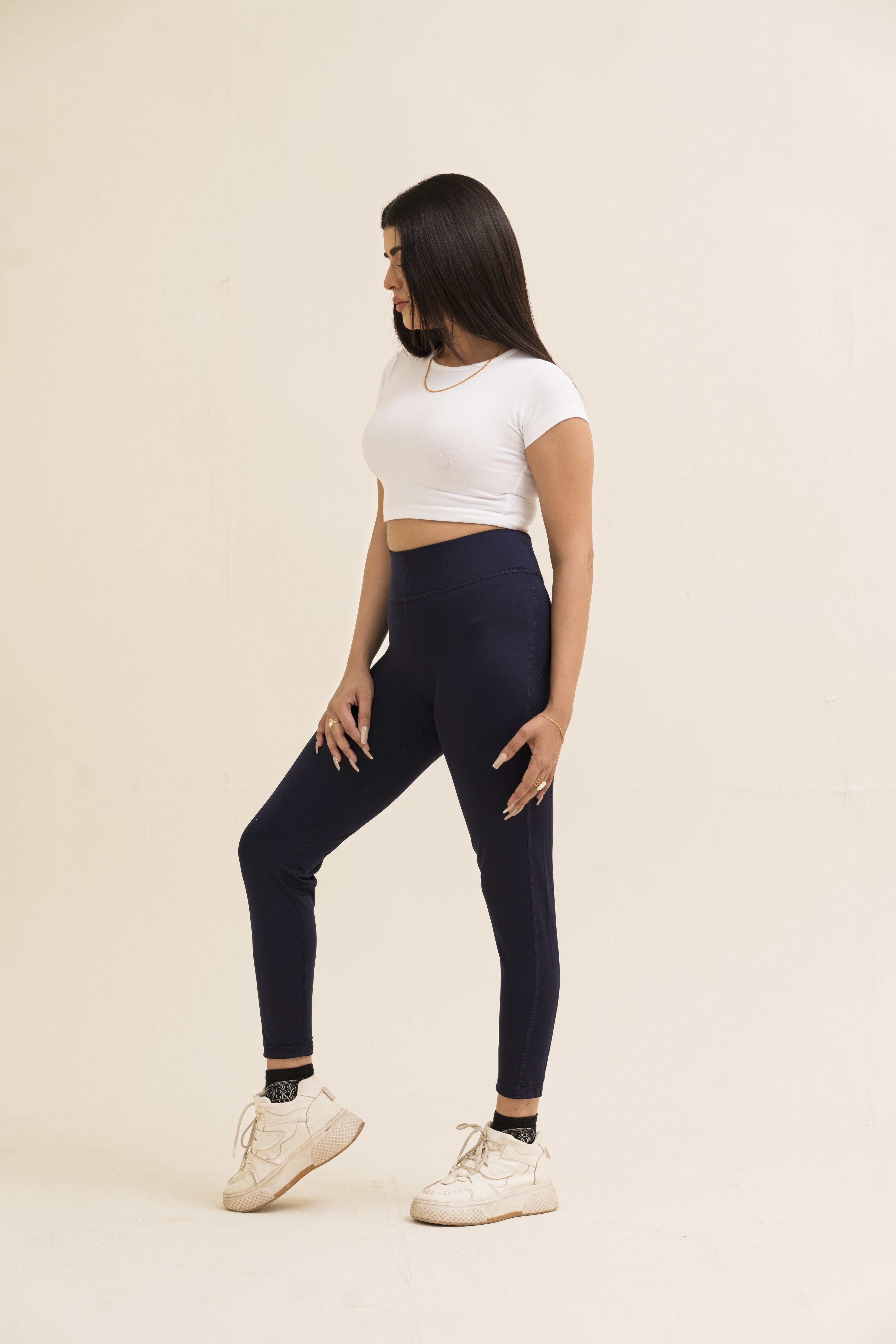 Falcon Plain Activewear Leggings For Gym/Yoga-2518-Navy