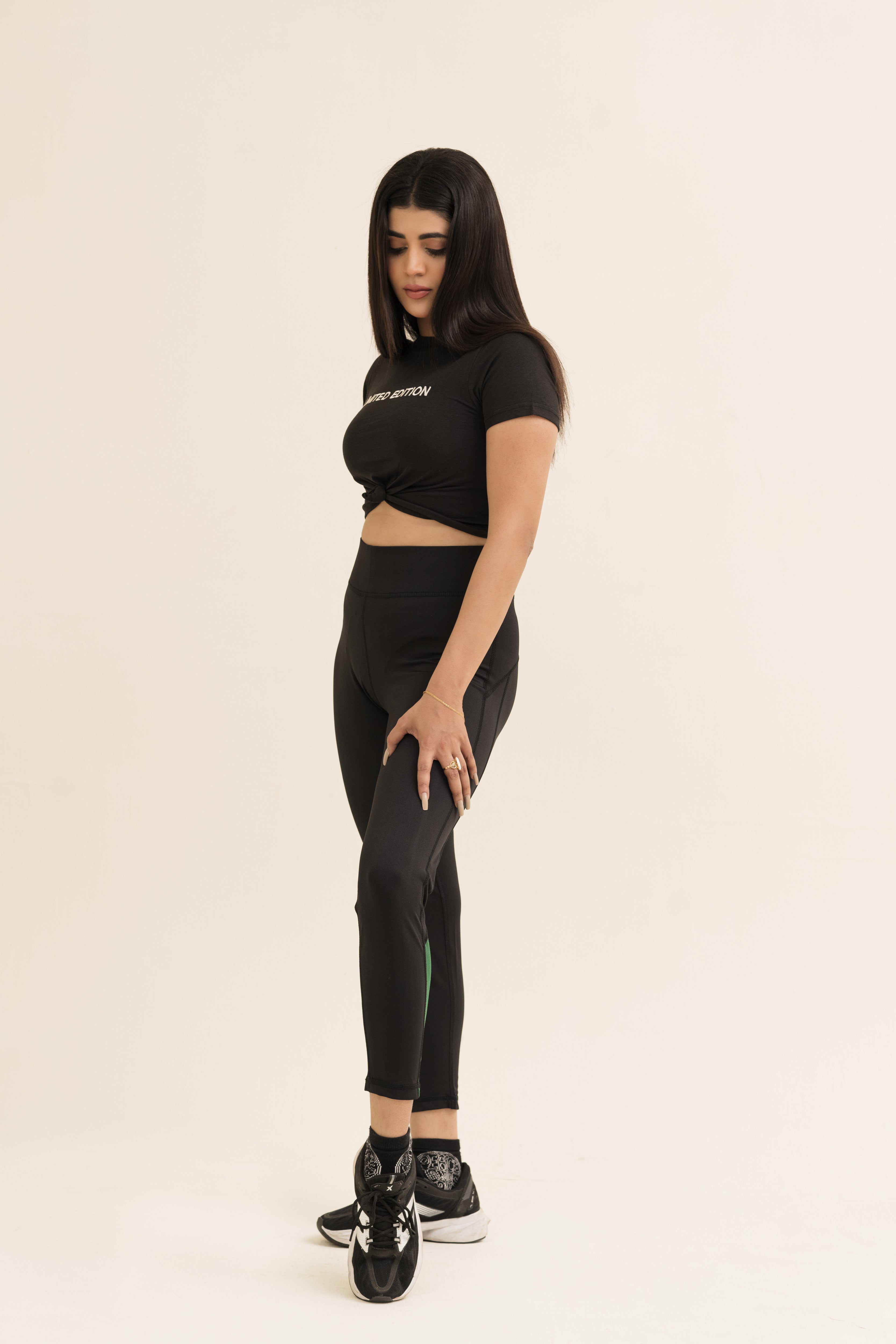 Falcon Activewear Leggings For Gym/Yoga-2517-Black Emerald