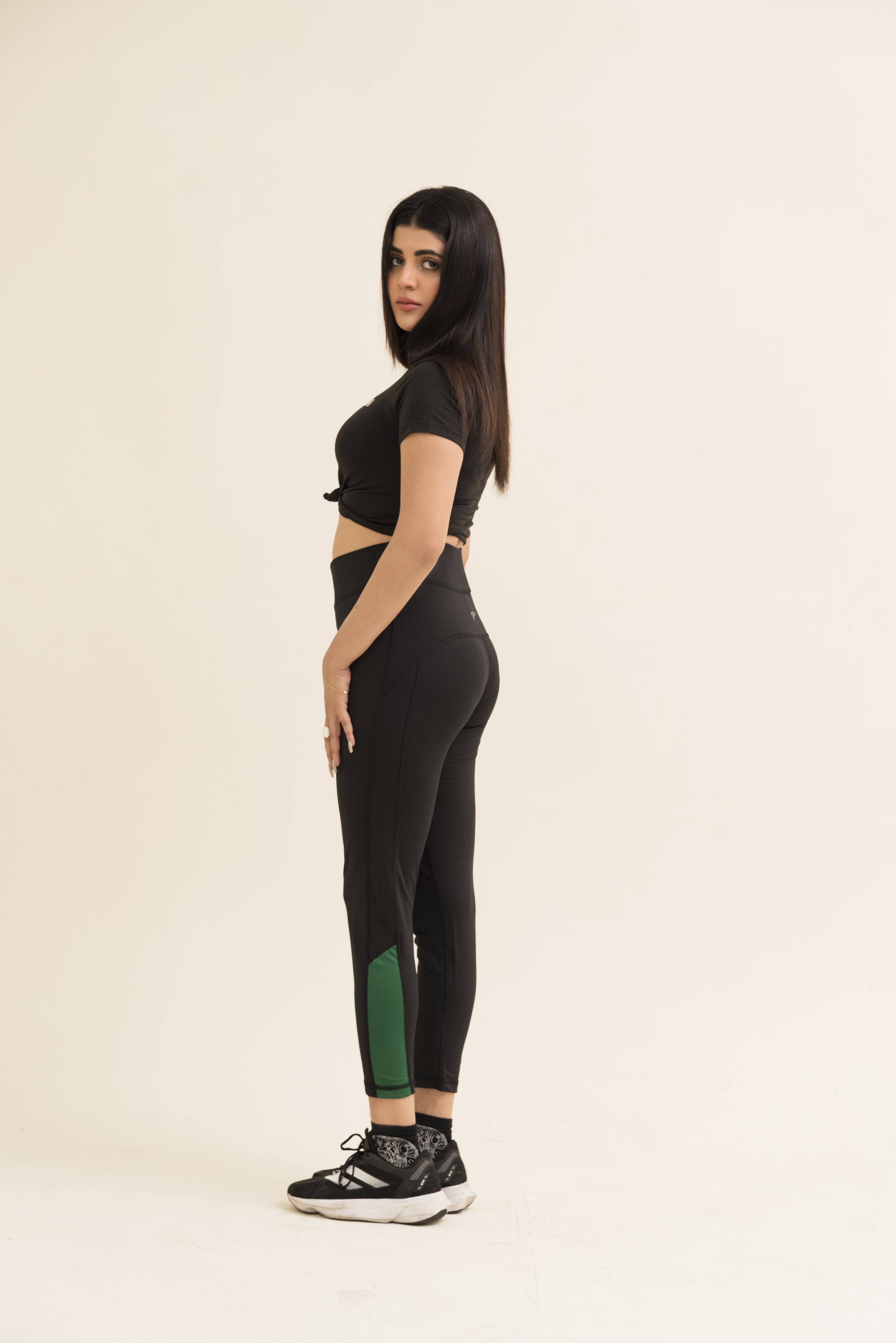 Falcon Activewear Leggings For Gym/Yoga-2517-Black Emerald