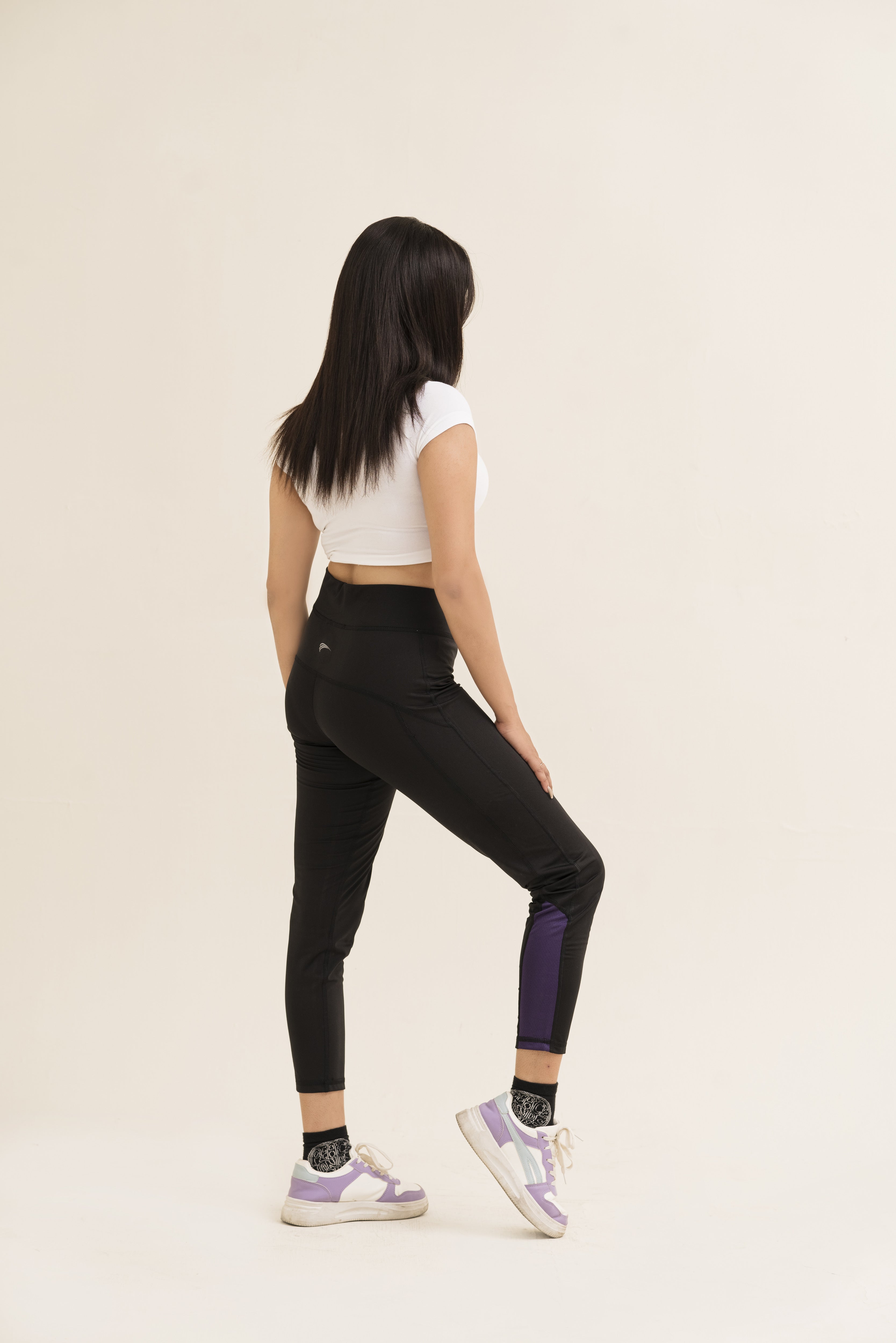 Falcon Activewear Leggings For Gym/Yoga-2517-Black Purple