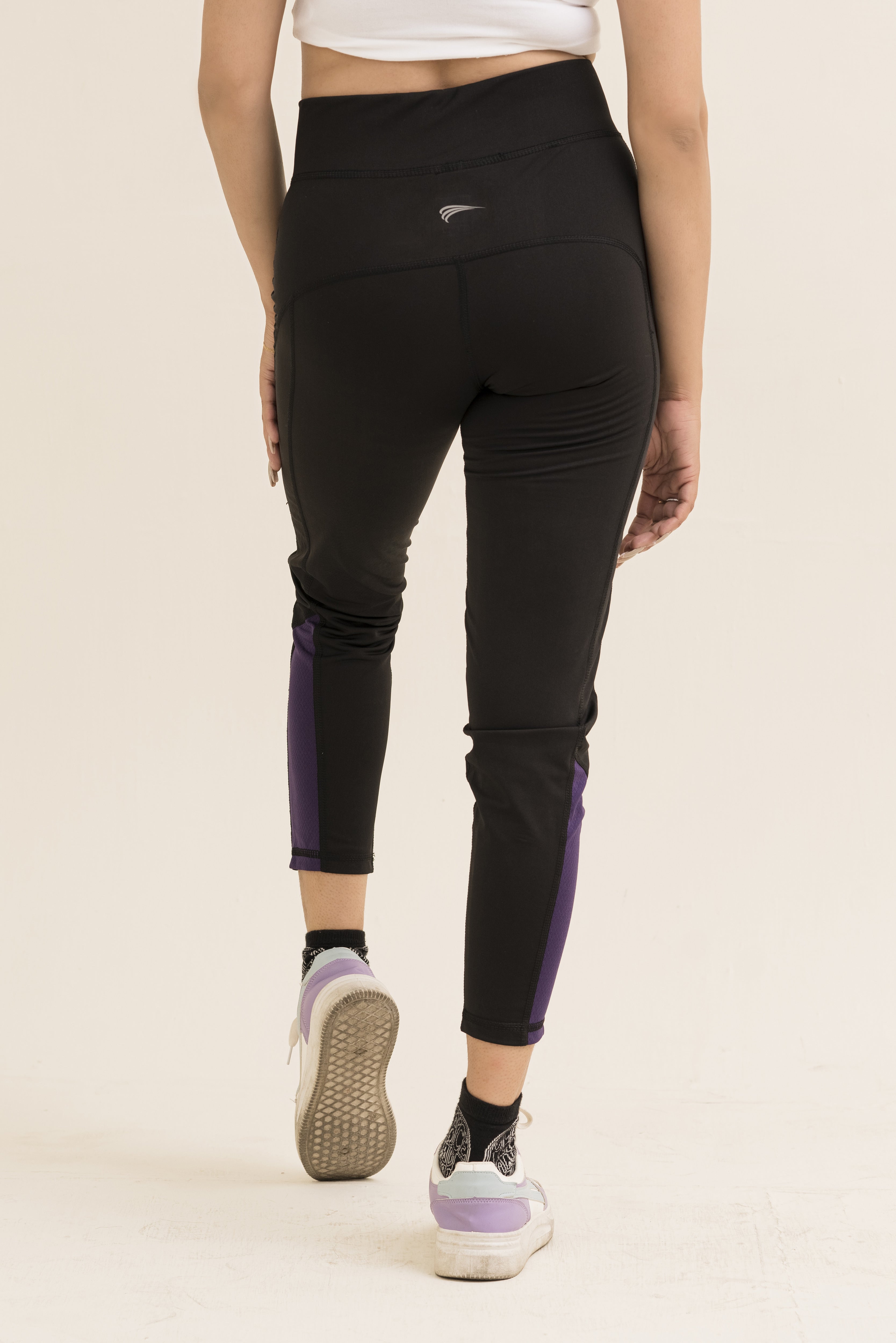 Falcon Activewear Leggings For Gym/Yoga-2517-Black Purple