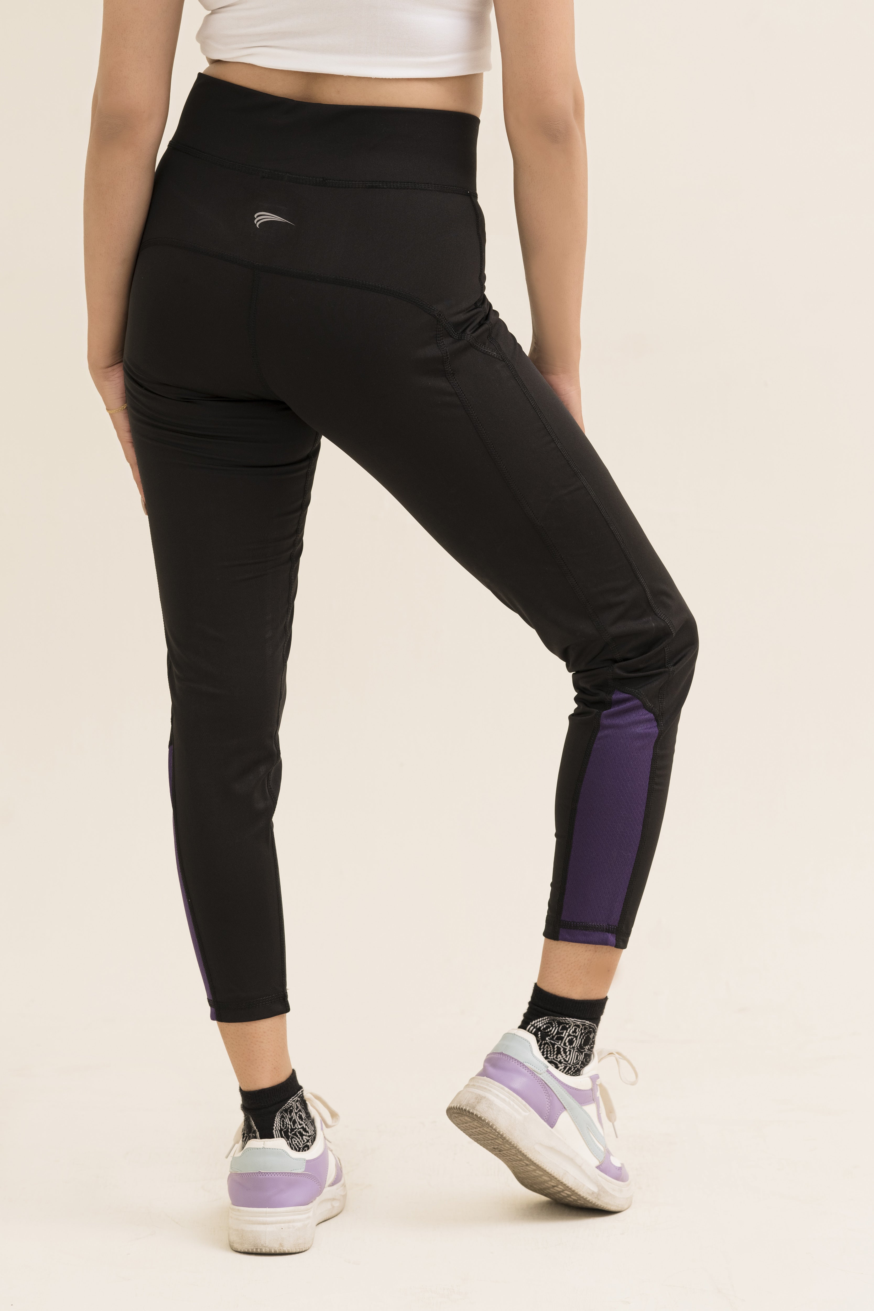 Falcon Activewear Leggings For Gym/Yoga-2517-Black Purple