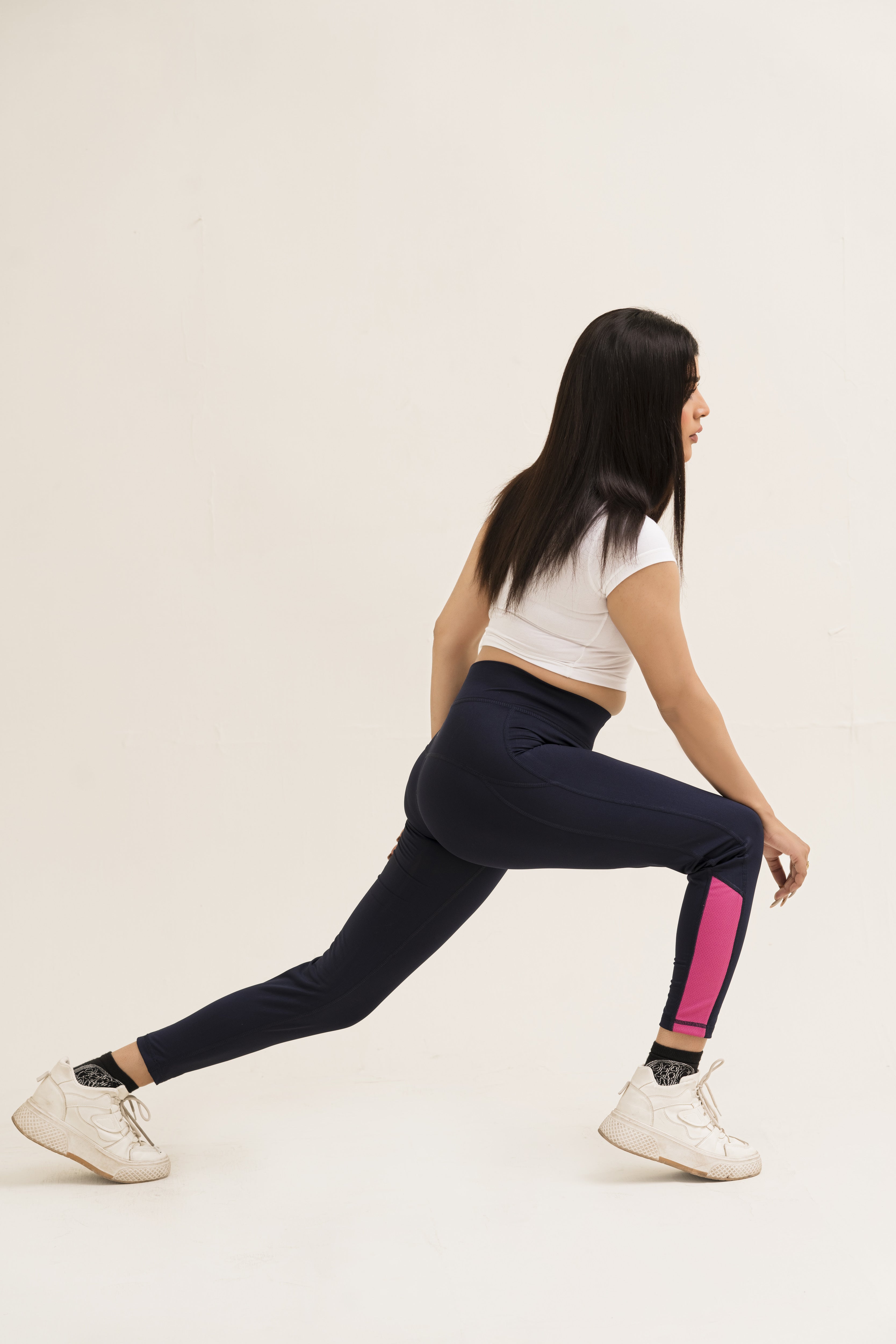 Falcon Activewear Leggings For Gym/Yoga-2517-Navy Pink