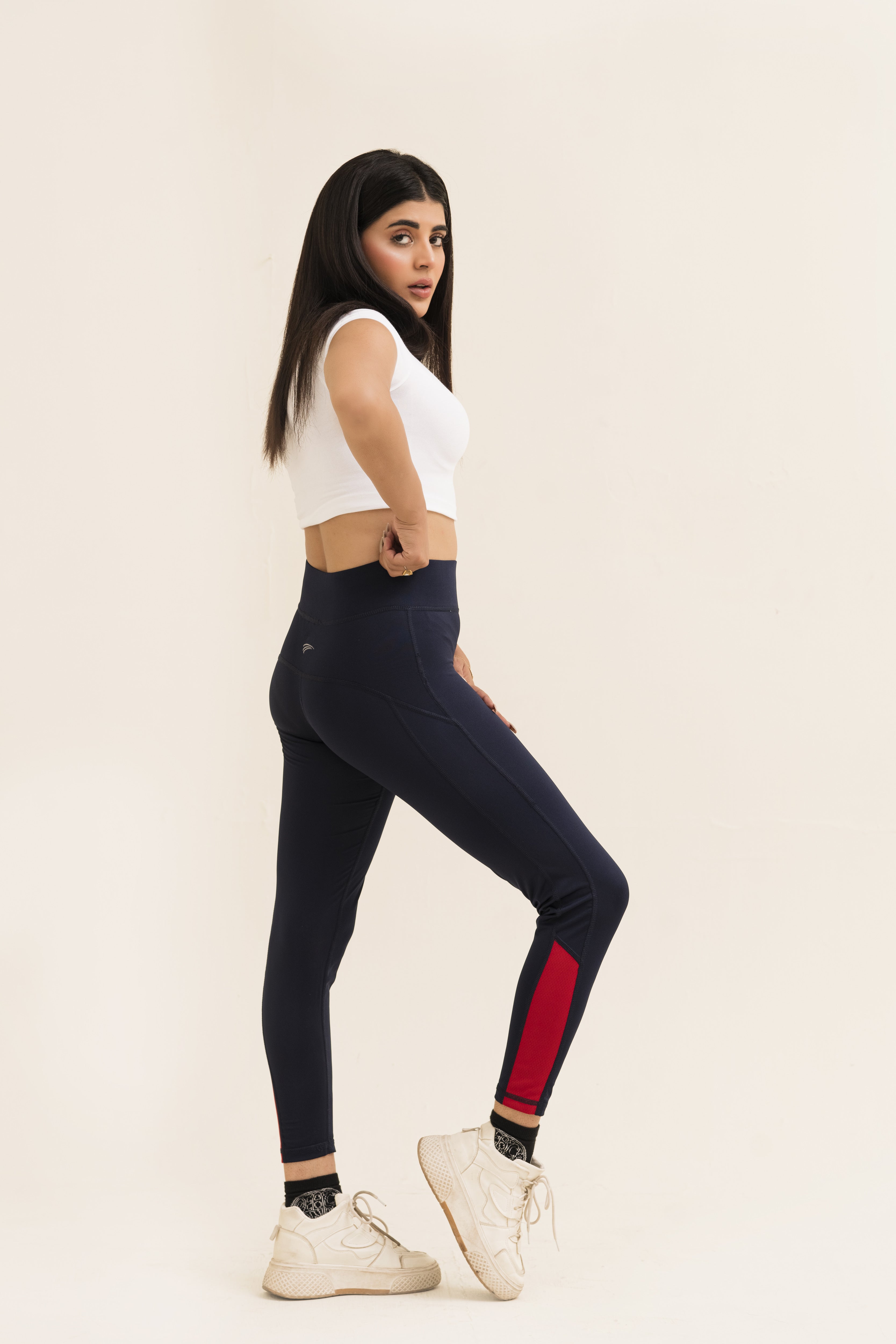 Falcon Activewear Leggings For Gym/Yoga-2517-Navy Red