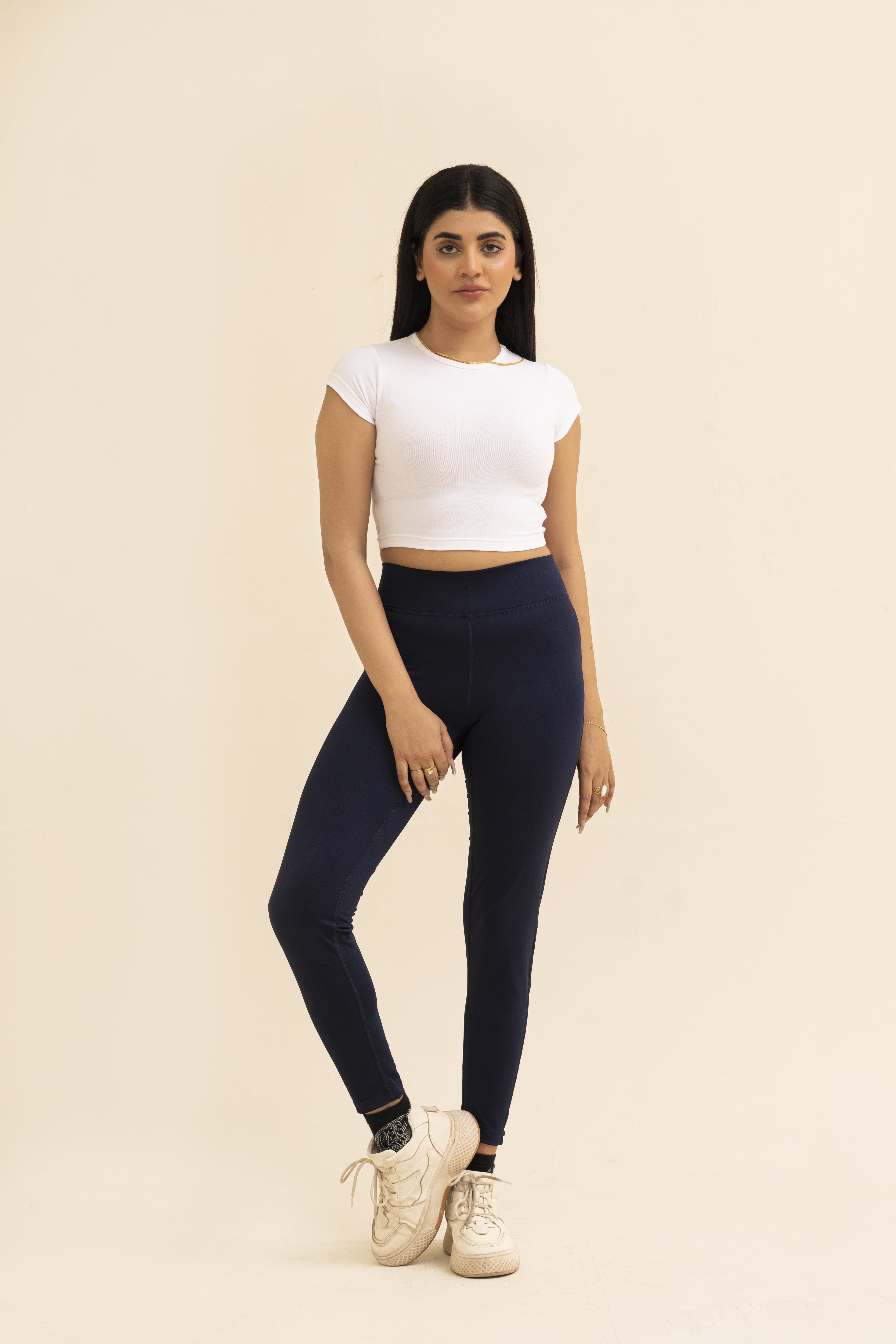 Falcon Activewear Leggings For Gym/Yoga-2517-Navy White