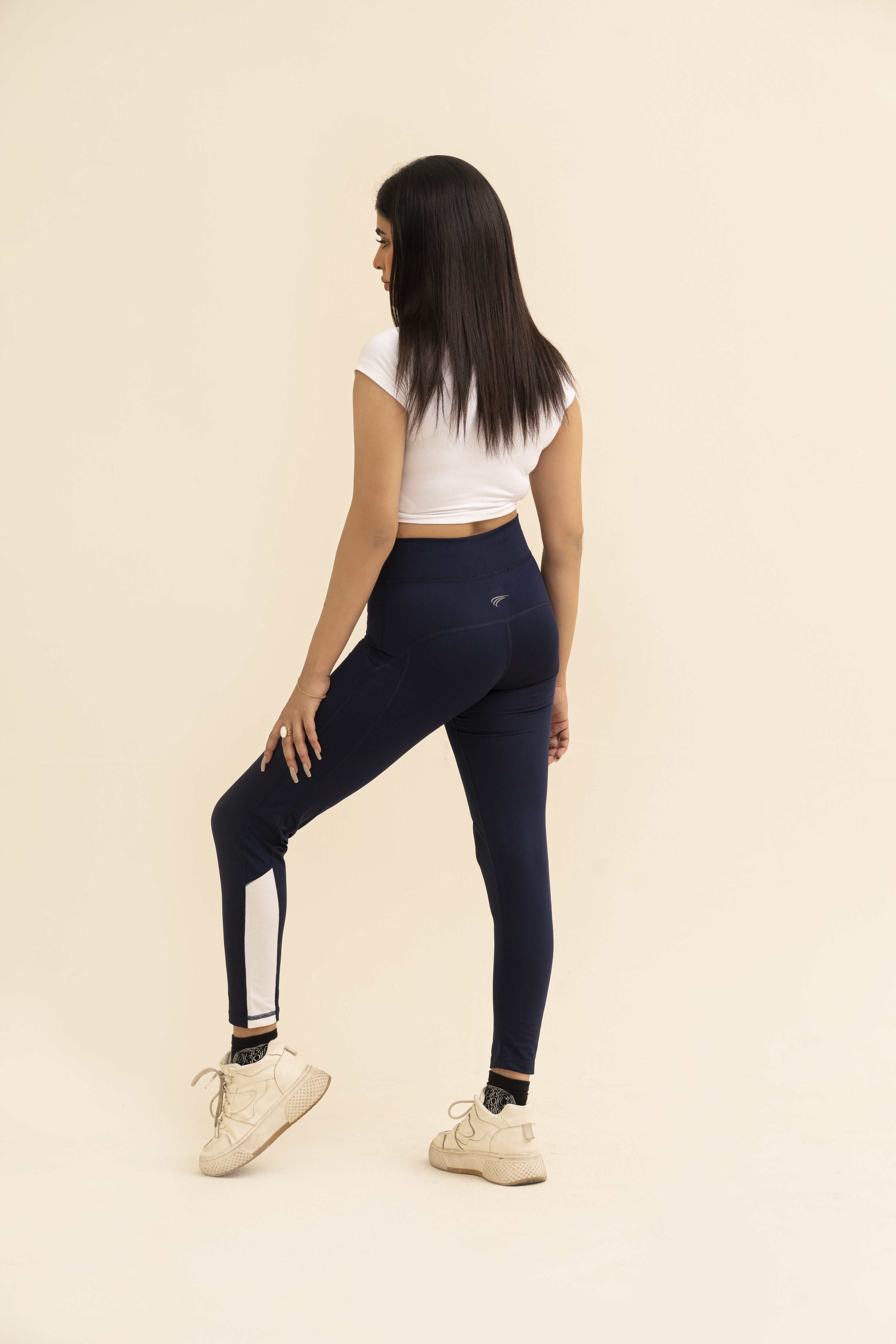 Falcon Activewear Leggings For Gym/Yoga-2517-Navy White