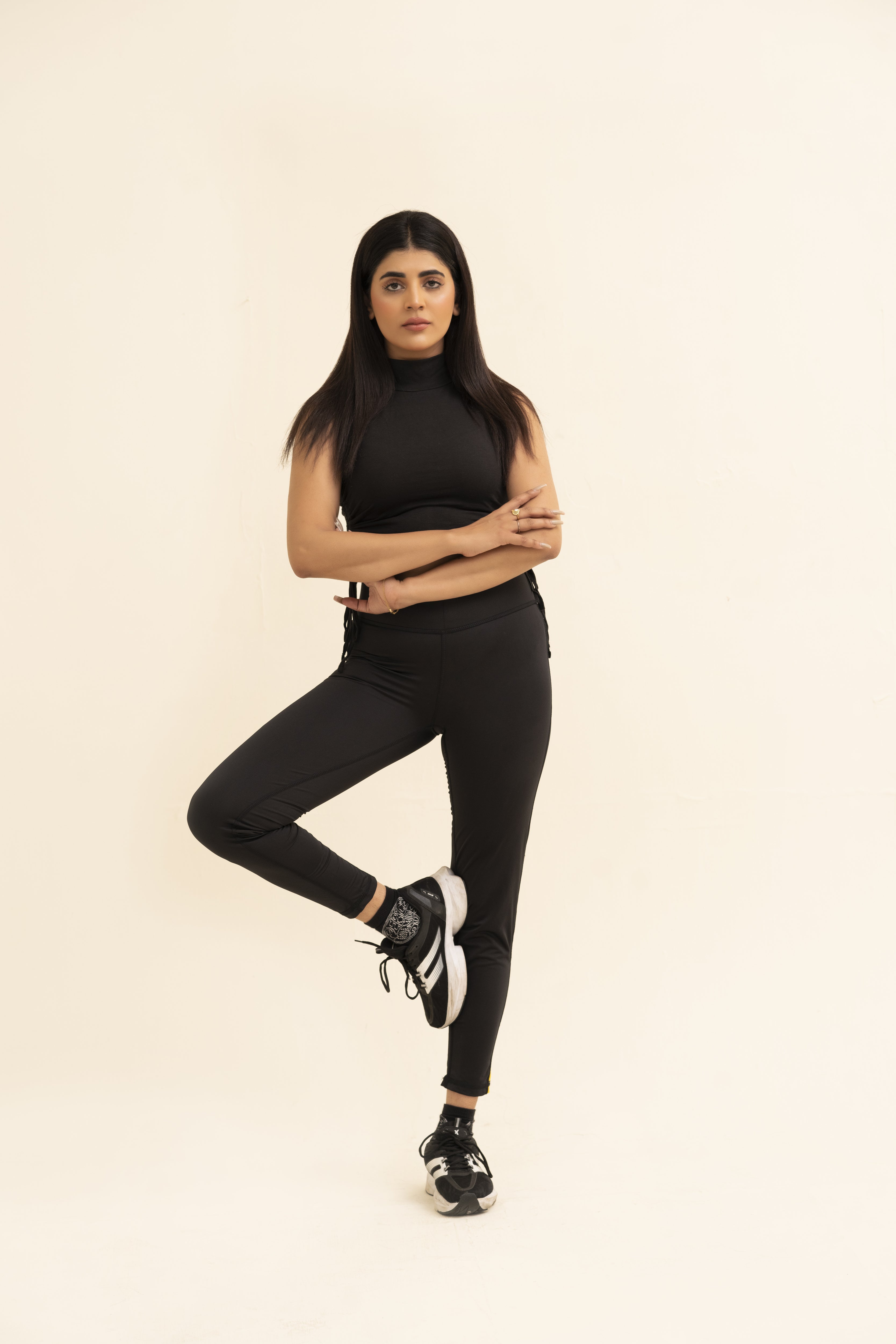 Falcon Plain Activewear Leggings For Gym/Yoga-2518-Black