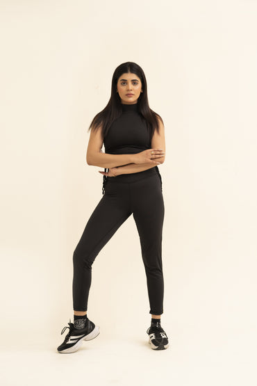 Falcon Plain Activewear Leggings For Gym/Yoga-2518-Black