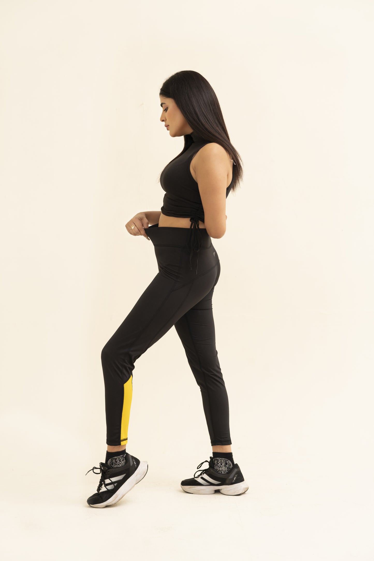 Falcon Activewear Leggings For Gym/Yoga-2517-Black Yellow