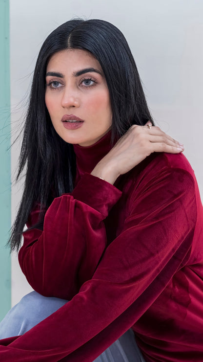 Velvet Turtle Neck For Women-2352