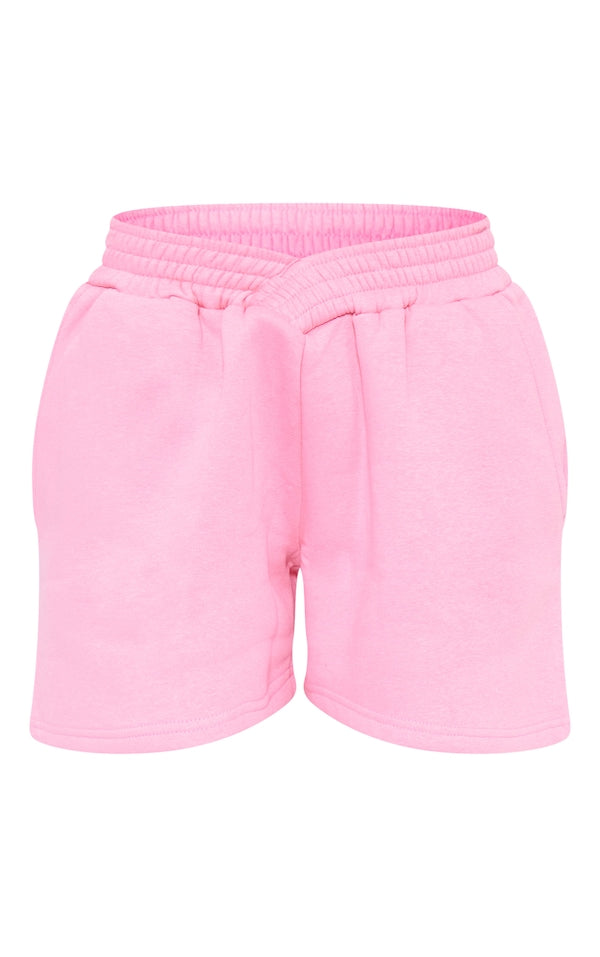 Dipped Hip Sweat Shorts  For Women-PLT-Pink