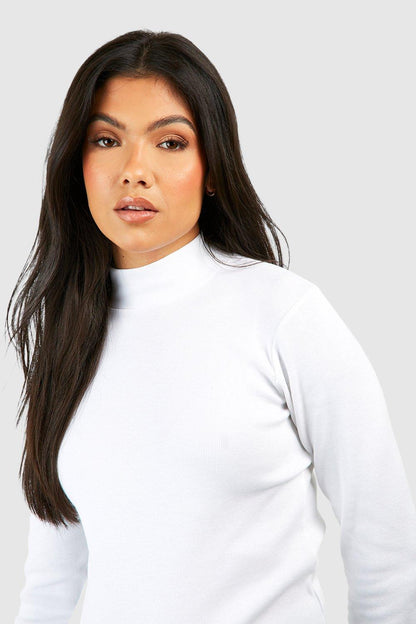 BH Long Sleeve Funnel Neck T-shirt Women-2501-White