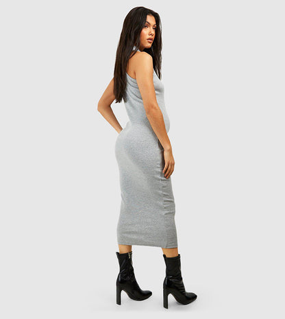 BH Maternity High Neck Racer Back Midaxi Dress-2495-Grey