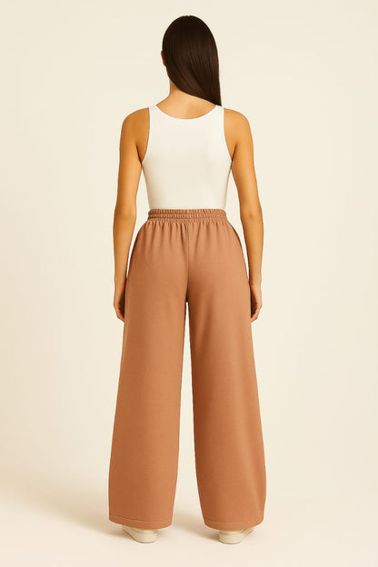2705-BH Wadrobe Essentials Wide Leg Flare Trouser-Camel Brown