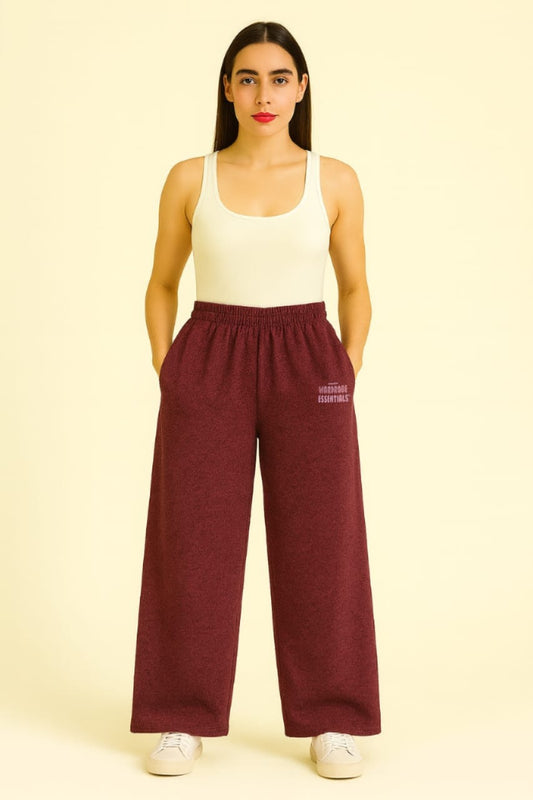 2705-BH Wadrobe Essentials Wide Leg Flare Trouser-Melange Maroon
