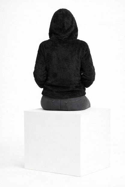 2786-Crazyage Furr Full Zip Drop Shoulder Hoodie Women