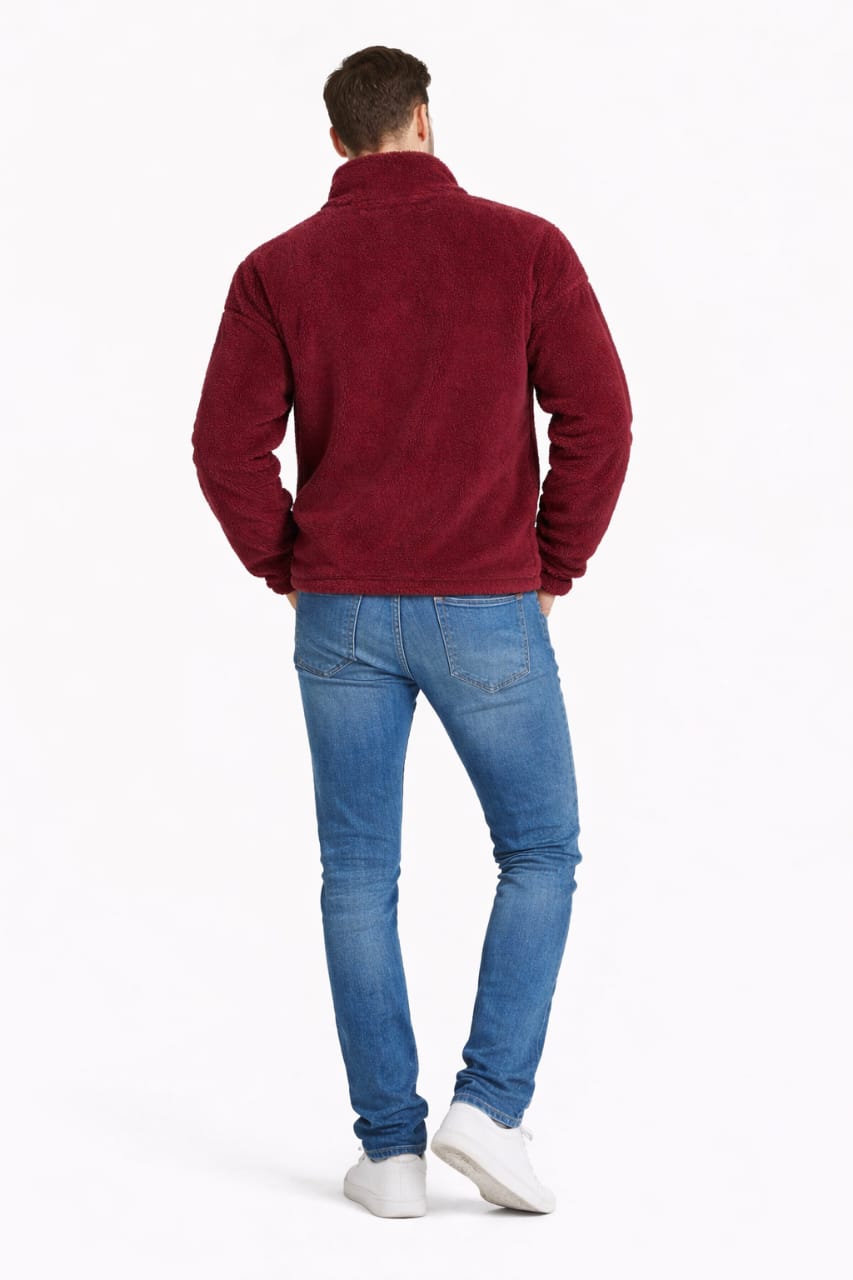 3007-Men’s Furr Zip Up Drop Shoulder Baggy Fit Jacket