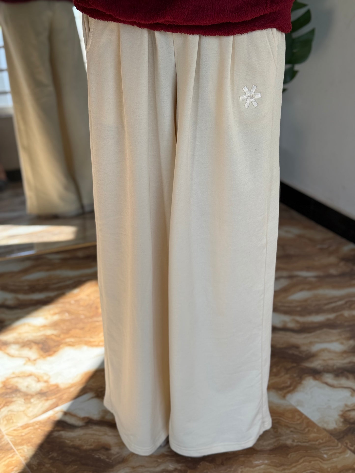 2761-Osk Women Wide Leg Sweatpant-Cream