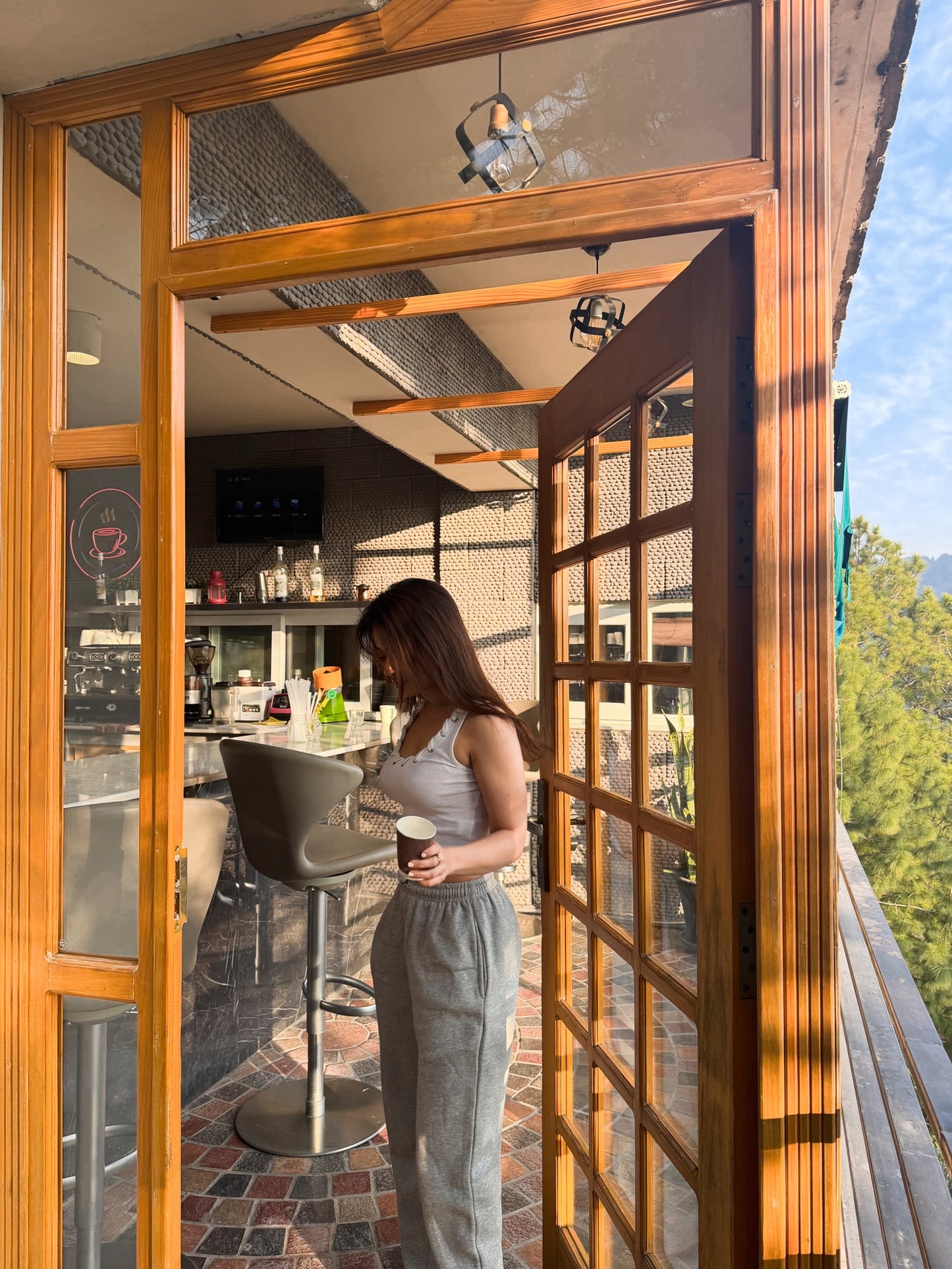 2774-Shape High Waist Sweat Wide Leg Joggers Women