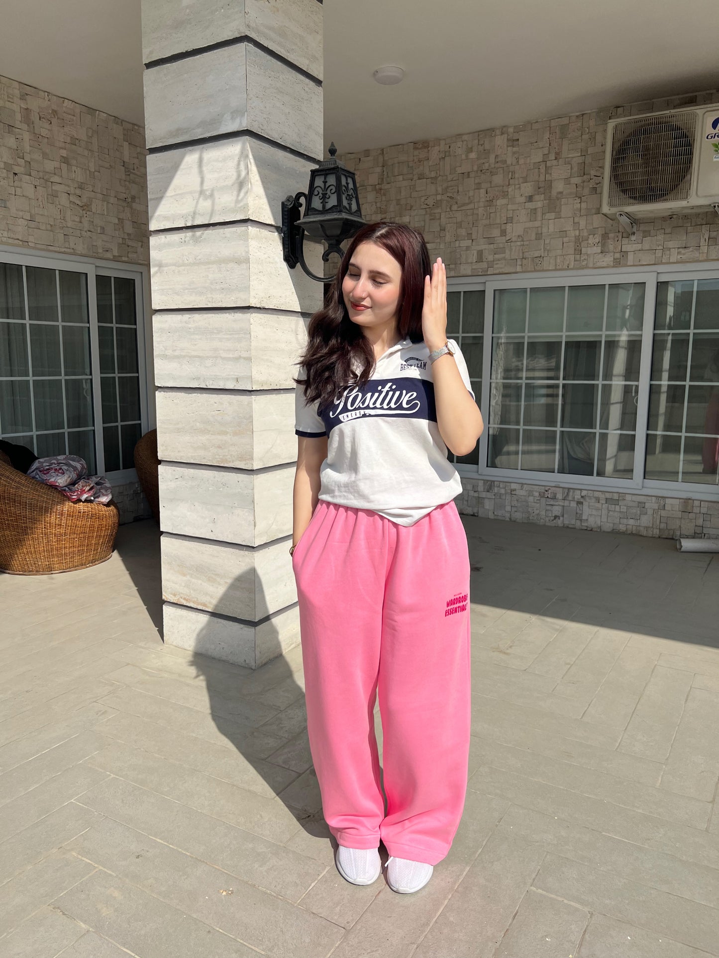 2705-BH Wadrobe Essentials Wide Leg Flare Trouser-Pink