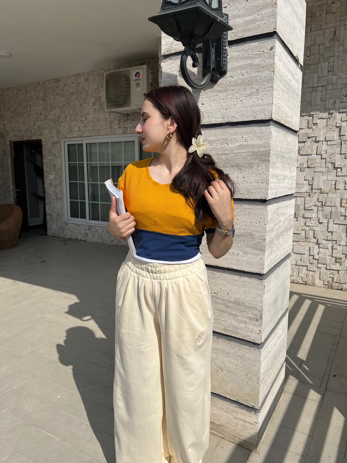 2761-Osk Women Wide Leg Sweatpant-Cream