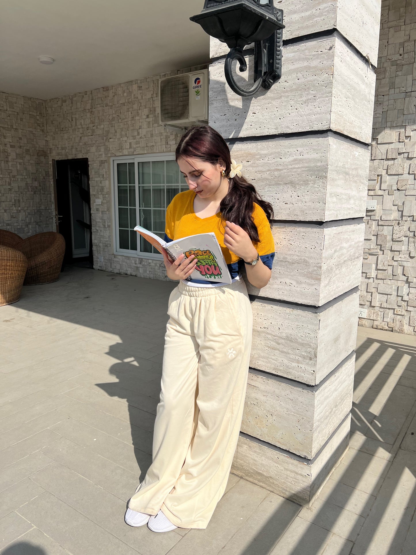 2761-Osk Women Wide Leg Sweatpant-Cream