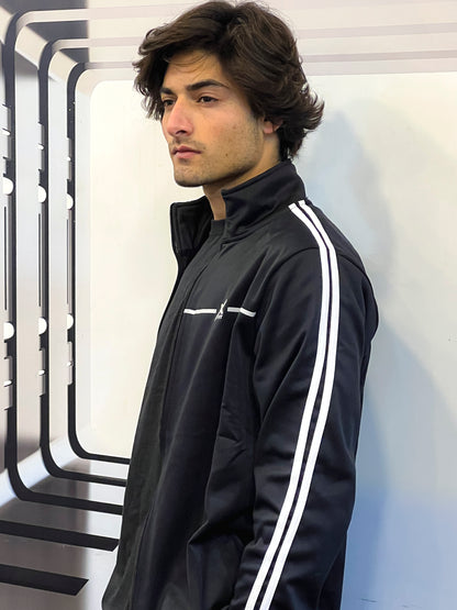 X-Fit White Stripes Full-Zip Tracksuit For Men-2585-Navy