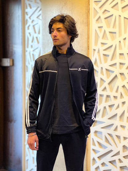 X-Fit White Stripes Full-Zip Tracksuit For Men-2585-Navy