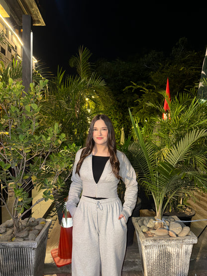 Petite Zip up Coord Set Women Grey