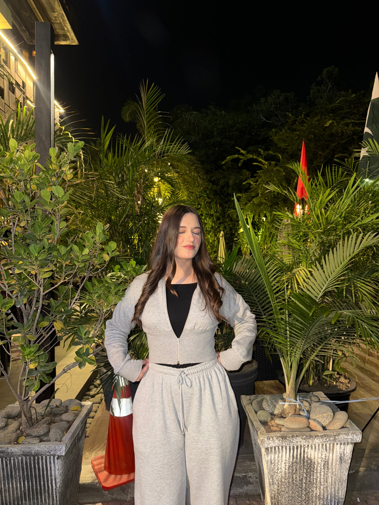 Petite Zip up Coord Set Women Grey