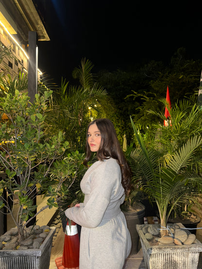 Petite Zip up Coord Set Women Grey