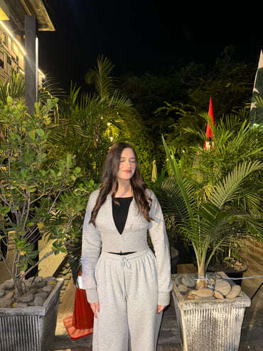 2661-Petite Elasticated Hem Zip Up Sweatshirt