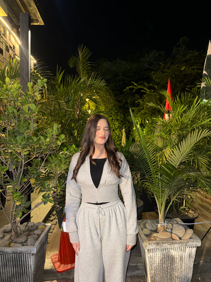 2661-Petite Elasticated Hem Zip Up Sweatshirt