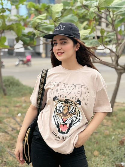 Never Tiger Print T-shirt For Women