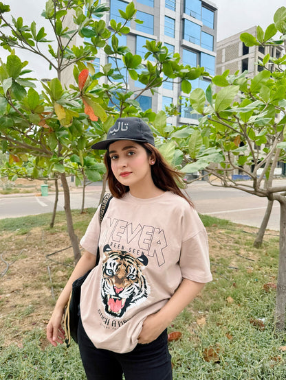 Never Tiger Print T-shirt For Women