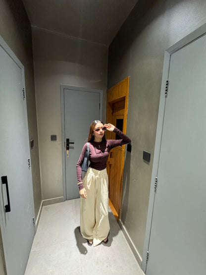 2761-Osk Women Wide Leg Sweatpant-Cream