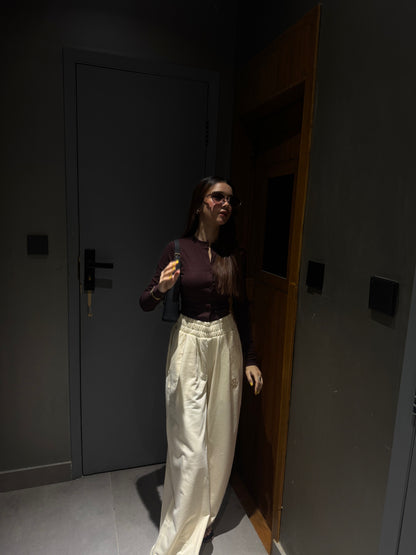 2761-Osk Women Wide Leg Sweatpant-Cream