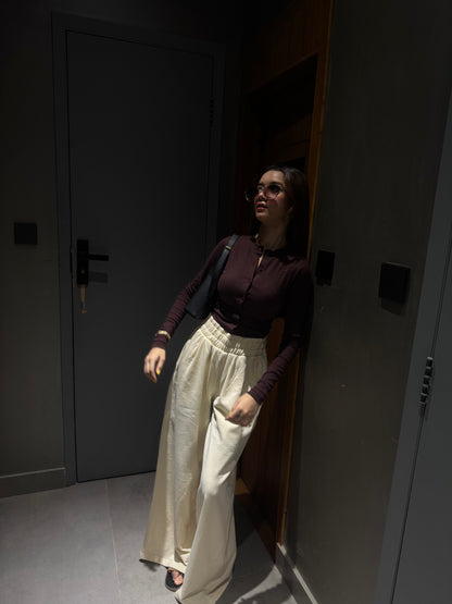 2761-Osk Women Wide Leg Sweatpant-Cream