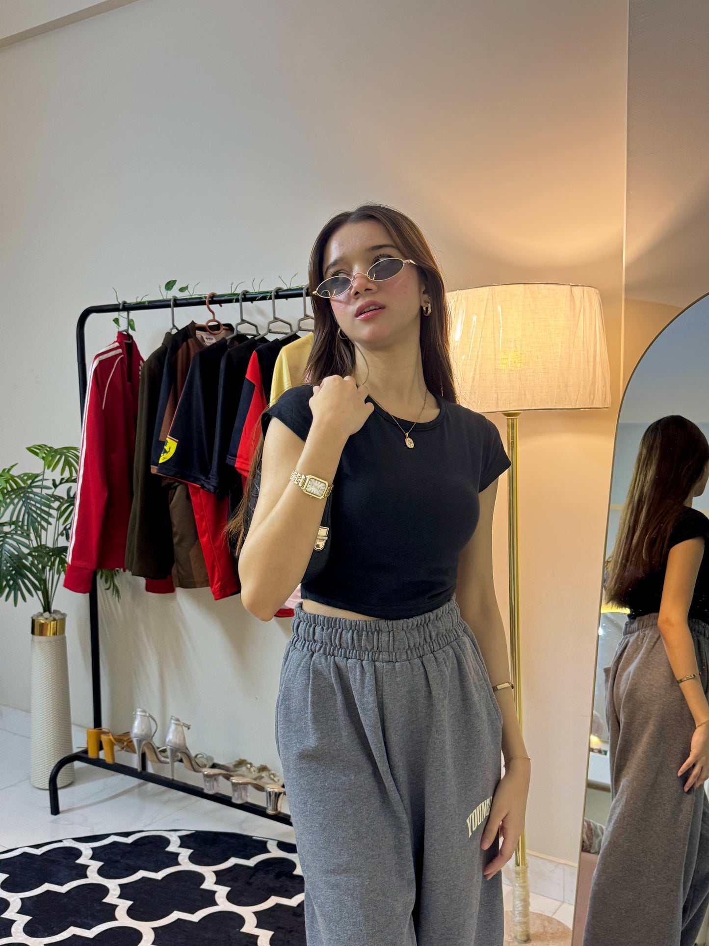 Cotton Basic Cap Sleeve Crop Top-2420-PLT-Black