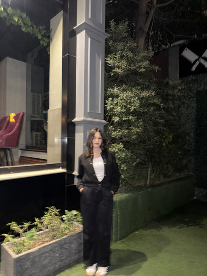 2703-FX Dipped Hip V-Pleated Trouser For Women-Black