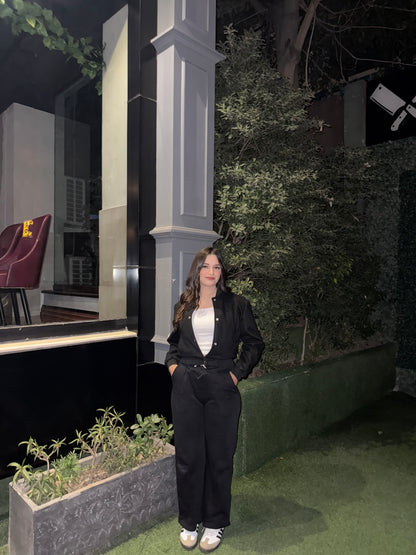 2703-FX Dipped Hip V-Pleated Trouser For Women-Black