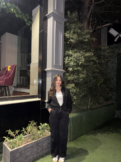 2703-FX Dipped Hip V-Pleated Trouser For Women-Black