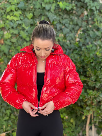 3000-Women’s Vinyl Cropped Full Zip Jacket