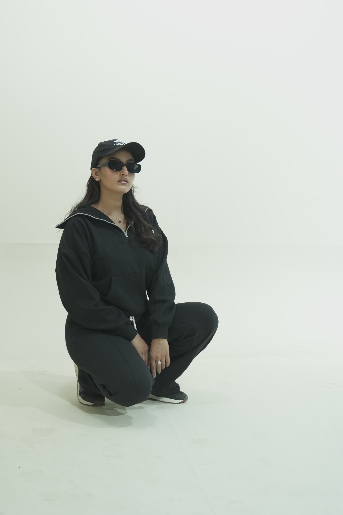 2310-OSK Half Zip Sweater Women-Black