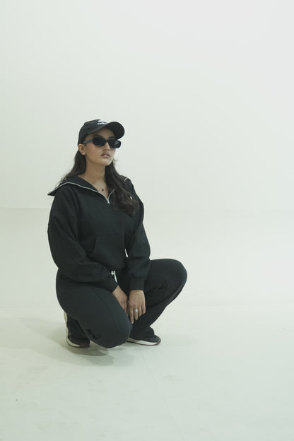 2310-OSK Half Zip Sweater Women-Black