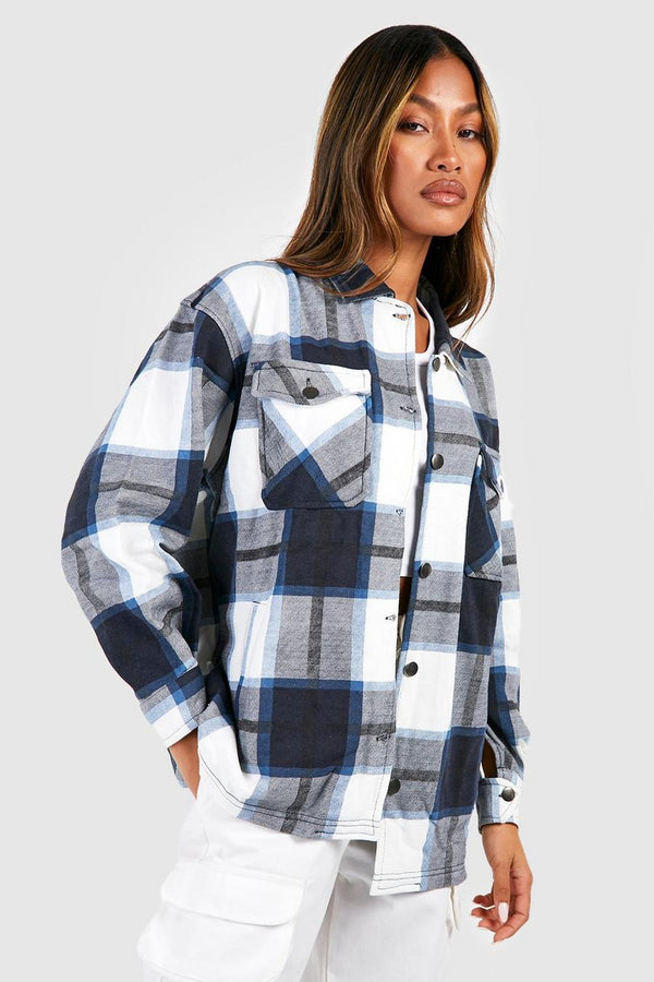 Blue White Check Shacket For Her-2480-