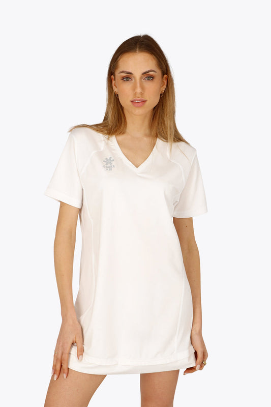 Osk V-neck Tech Dress Women-2535-White